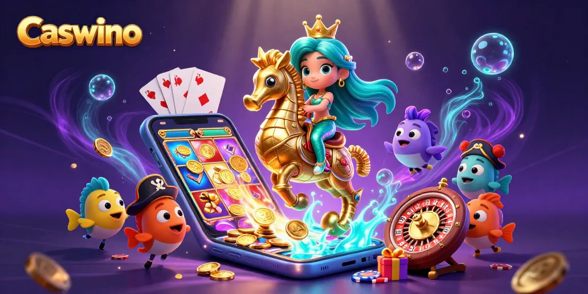 Experience the excitement of Caswino Casino with vibrant games and rewards in this captivating underwater scene.