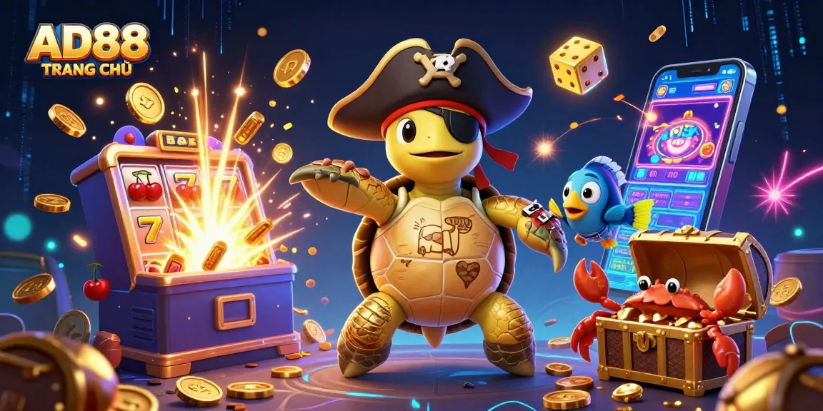 Experience thrilling gameplay at AD88 TRANG CHỦ with a vibrant 3D casino scene.