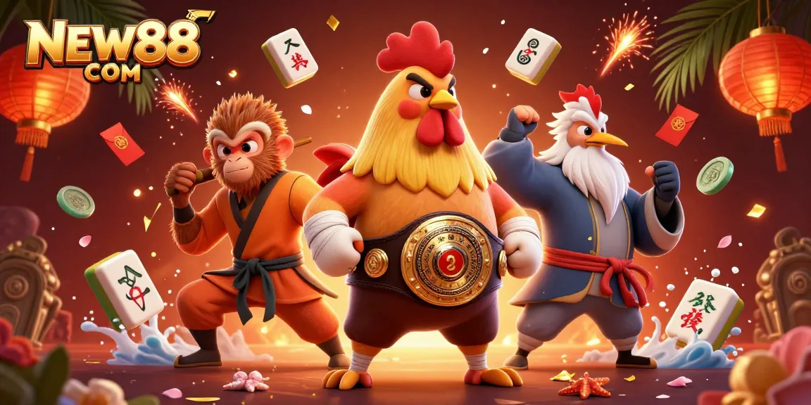Experience thrilling gaming with NEW88 COM's vibrant digital illustration showcasing dynamic casino elements.