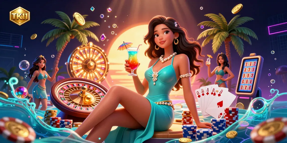 Experience top games at TK11 casino with vibrant golden coins and roulette excitement.