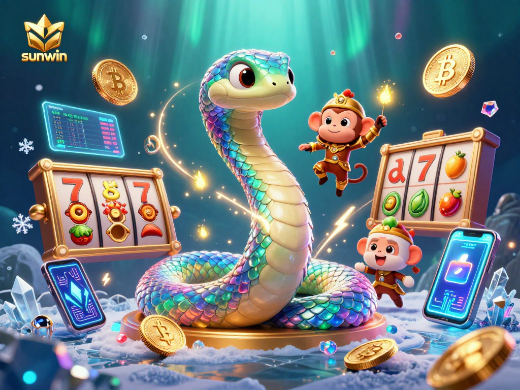 Join the excitement at sunwin with a vibrant 3D casino scene featuring magical game elements.