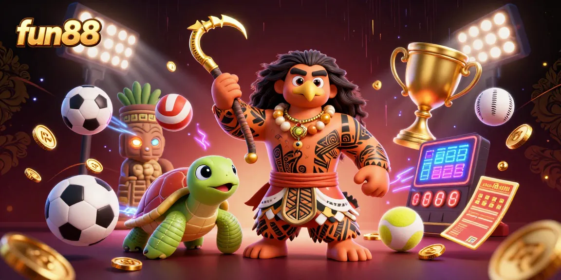 Experience fun88's vibrant betting world with dynamic sports elements and exciting casino visuals.