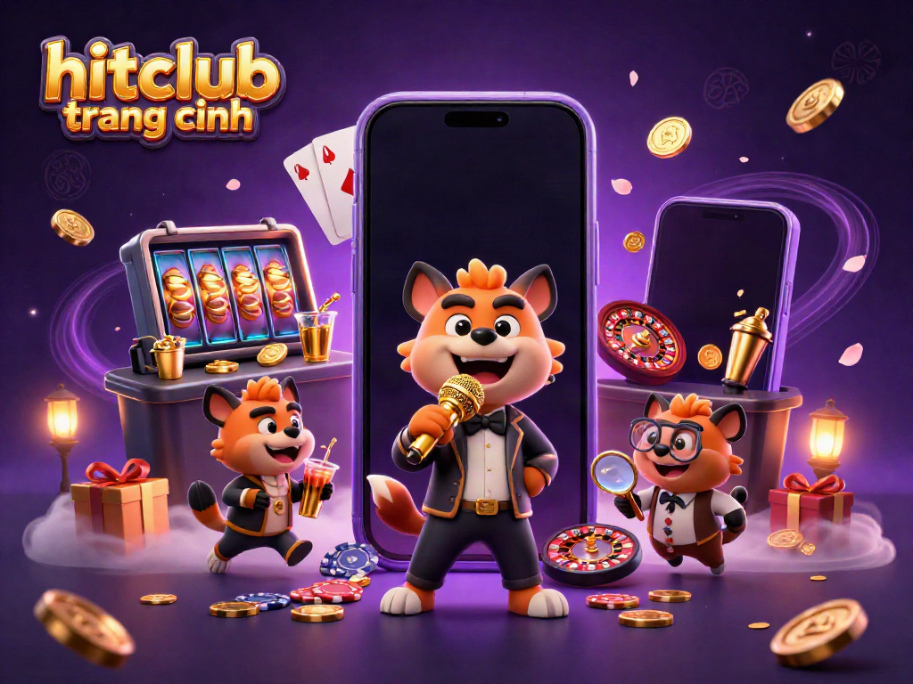 Experience fun and excitement at the hitclub trang chính featuring entertaining hyenas in a vibrant casino scene.