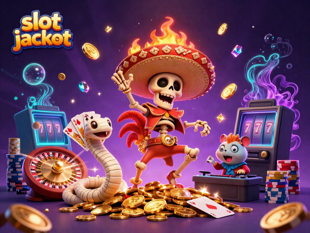 Experience the thrill of winning the slot jackpot with captivating 3D characters in a vibrant casino scene.
