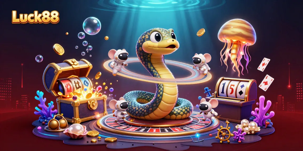 Immerse in Luck88 gameplay with 3D cartoon characters rolling the roulette on cosmic slots.