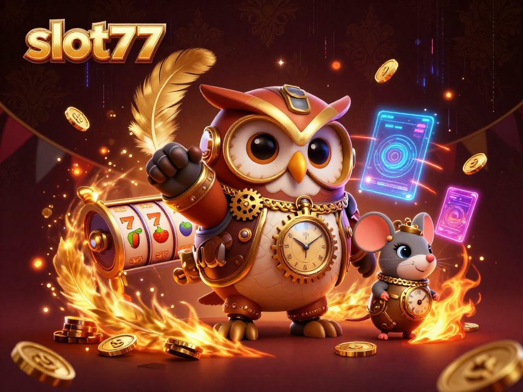 Engage in thrilling slot777 gameplay featuring a time-traveling owl and steampunk elements.