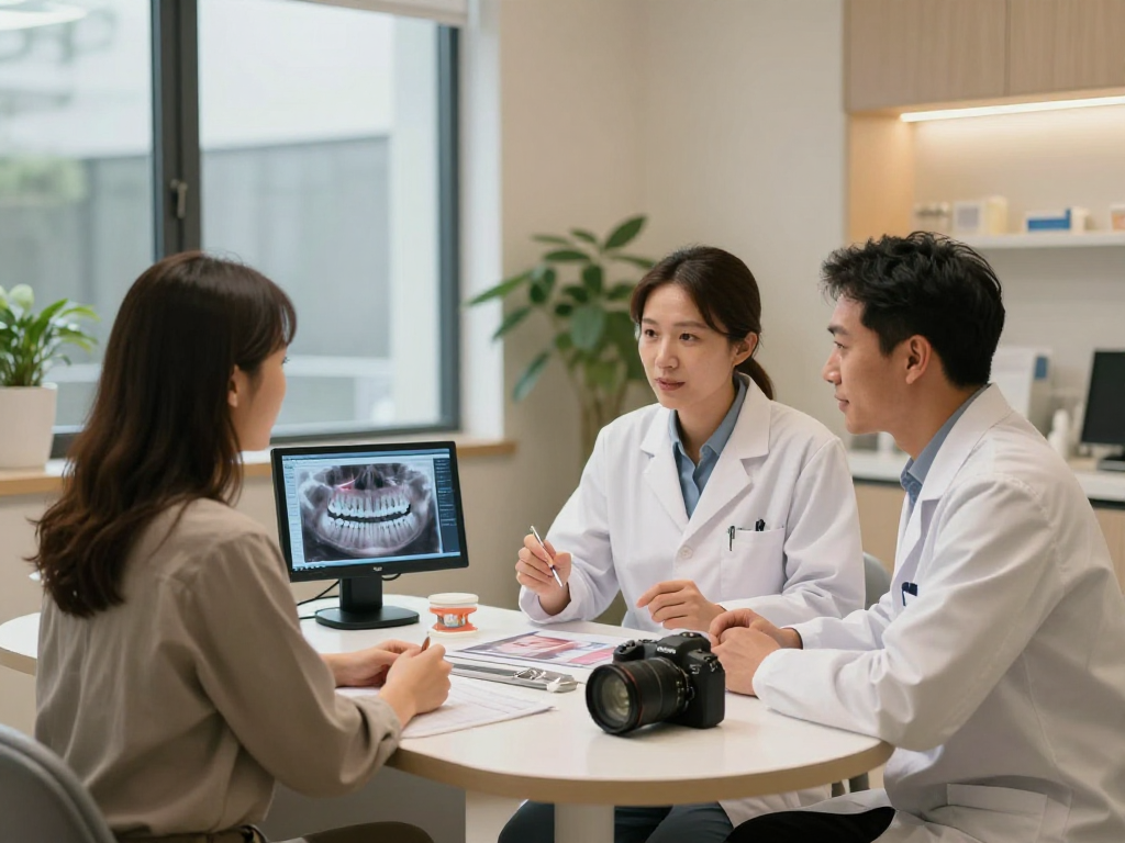 Consultation between dentist and patient in a modern office focused on und Zahnarztpraxen and patient engagement.