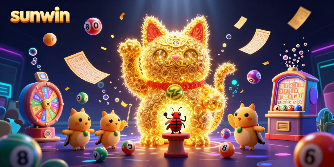 Experience the vibrant world of sunwin through an interactive 3D casino illustration with lively symbols.