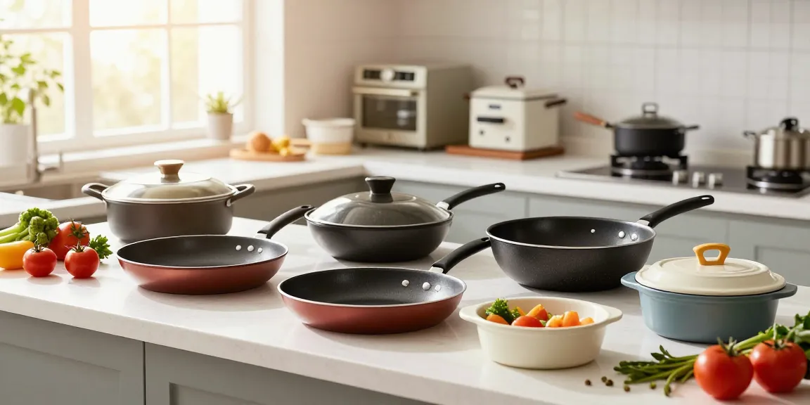 Non-Stick Cookware price in bangladesh displayed in a bright kitchen with fresh ingredients.