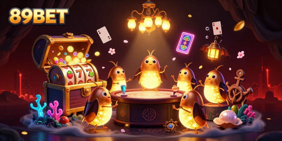 Light up your play at 89BET with a vibrant casino scene featuring glowworms and a bat dealer.