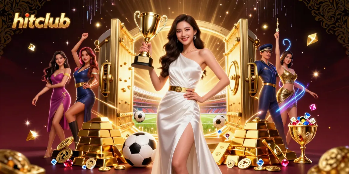 hitclub casino scene featuring a winner with trophy, gold elements, and exciting sports betting visuals.