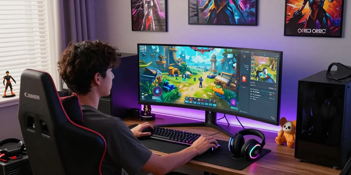 Player immersed in F168 gaming setup with vibrant atmosphere and accessories