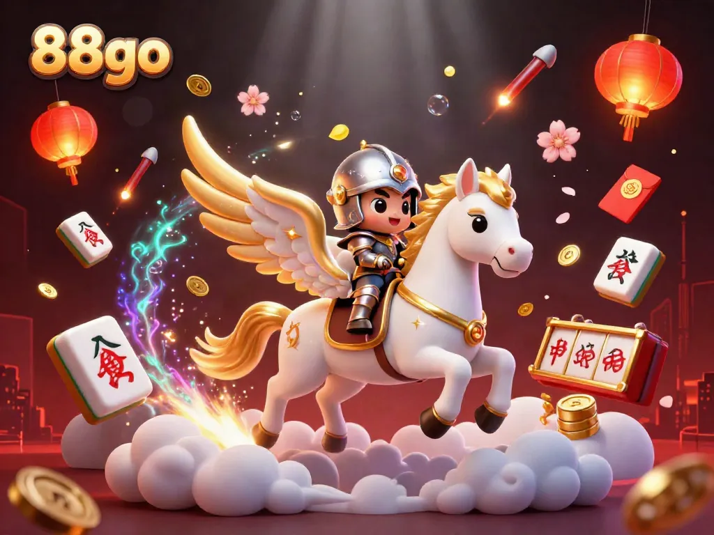 Experience thrilling gameplay with the celestial 88go horse and vibrant symbols in this stunning illustration.