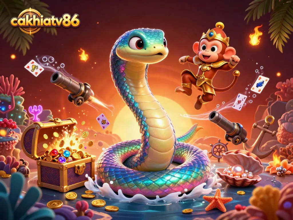 Experience exciting gameplay with cakhiatv86 amidst golden treasures and lively characters in a vivid casino world.