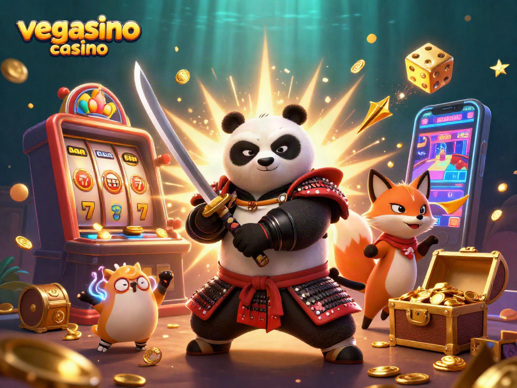 Experience the excitement of vegasino casino with captivating samurai panda and dynamic gaming elements.