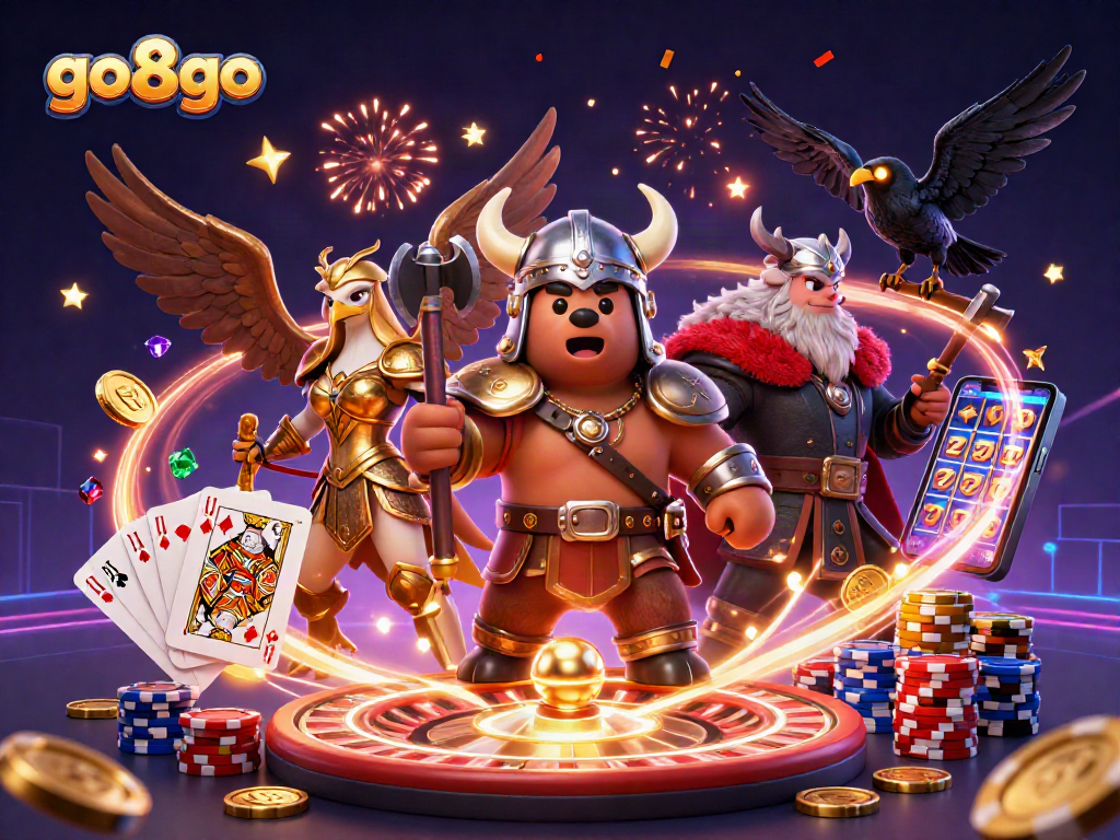Win exciting rewards with go8go's immersive 3D Viking-themed casino experience.