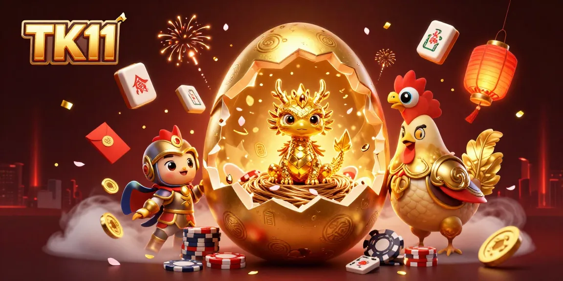 Engage with TK11's vibrant casino world featuring a golden dragon on poker chips.