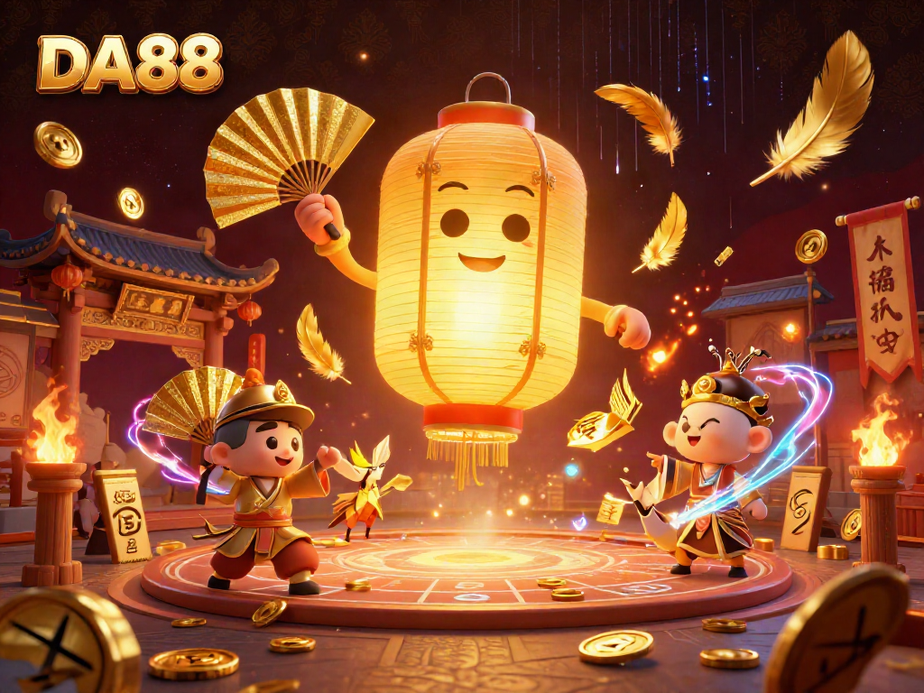 Experience the vibrant energy of DA88's casino games filled with gold, lucky symbols, and spirited characters.