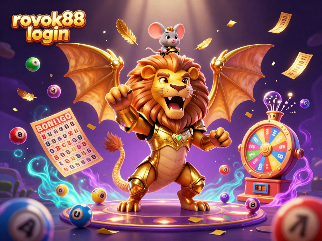 Experience the thrill with rokok88 login in this vibrant gambling-themed illustration featuring dynamic game elements.