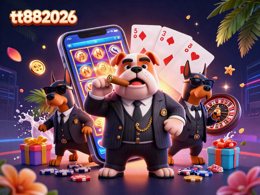 tt882026 highlights exciting wins with a mafia boss bulldog in a dynamic casino scene.