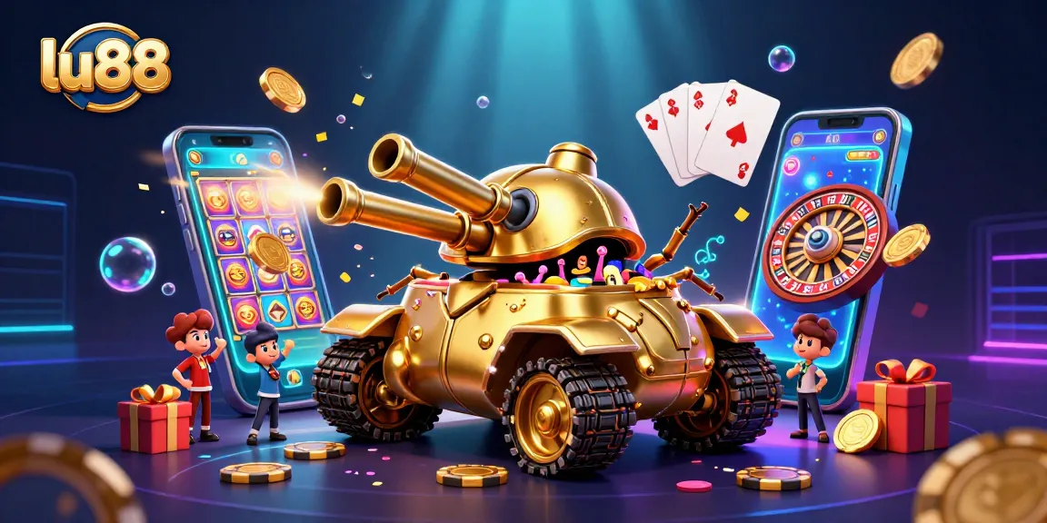 Experience the thrill of lu88 with a colorful casino adventure featuring golden beetle tank and slot games.