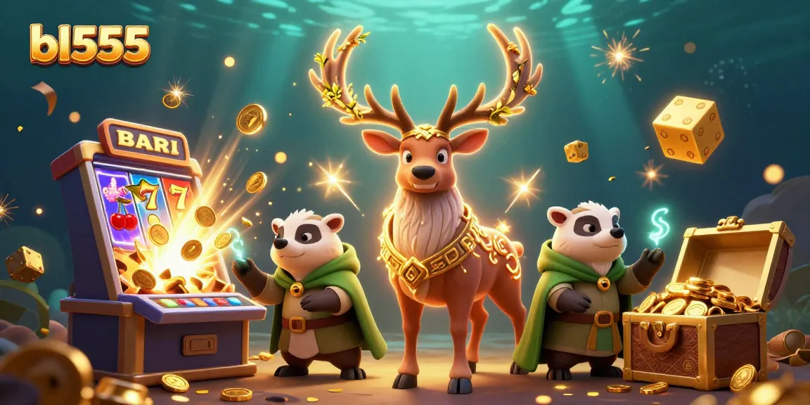 Experience the thrills of winning on bl555 with an exciting 3D casino-themed illustration showcasing dynamic game elements.