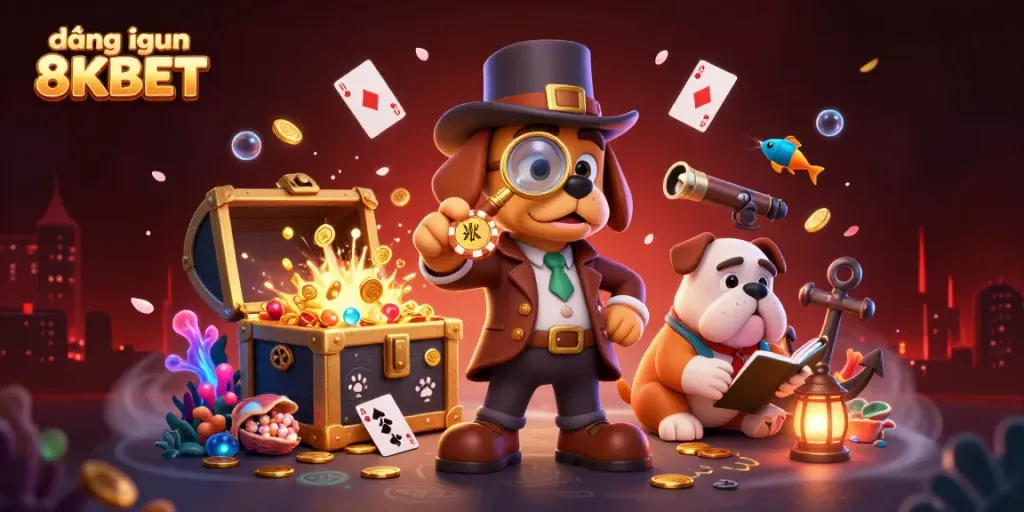 Engage in exciting gameplay with đăng nhập 8KBET featuring a colorful, 3D casino scene