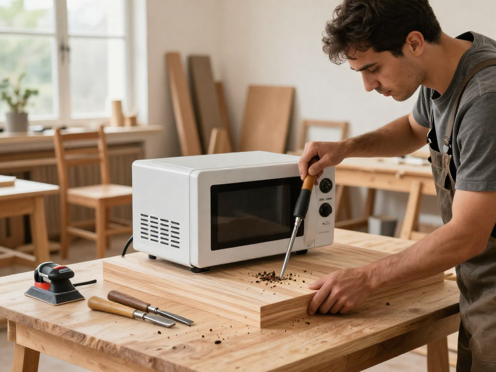 Shashel® equipment in action to eliminate wood-boring beetles in a bright workshop.