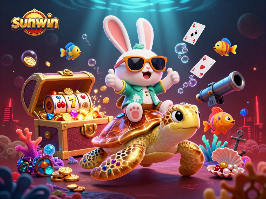 Experience fun and adventure with sunwin's casino vibes, featuring a lucky rabbit and golden turtle.