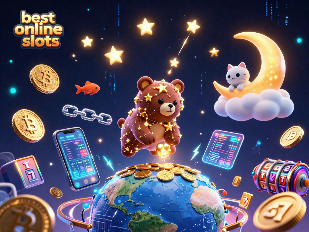 Play the best online slots with a dazzling scene of starry bears and cosmic jackpots!