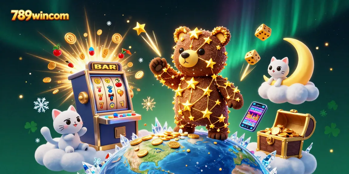 Experience thrilling gameplay at 789wincom with a vibrant casino scene showcasing coins, slot machines, and more!