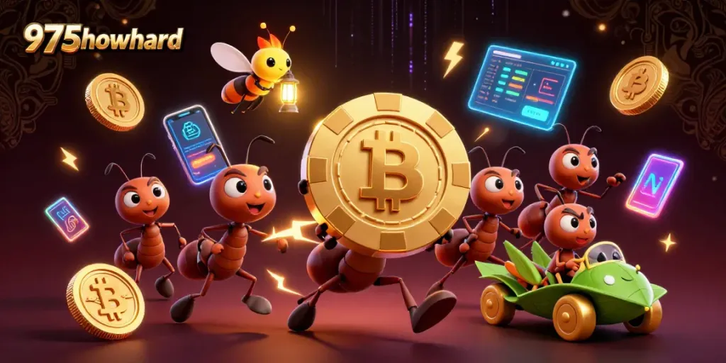 Join the 975howard treasure hunt with playful ants in a vibrant heist scene for casino excitement!