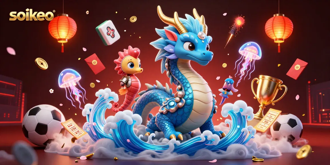 Experience thrilling sports betting action with soikeo, featuring a majestic dragon and seahorse knight.