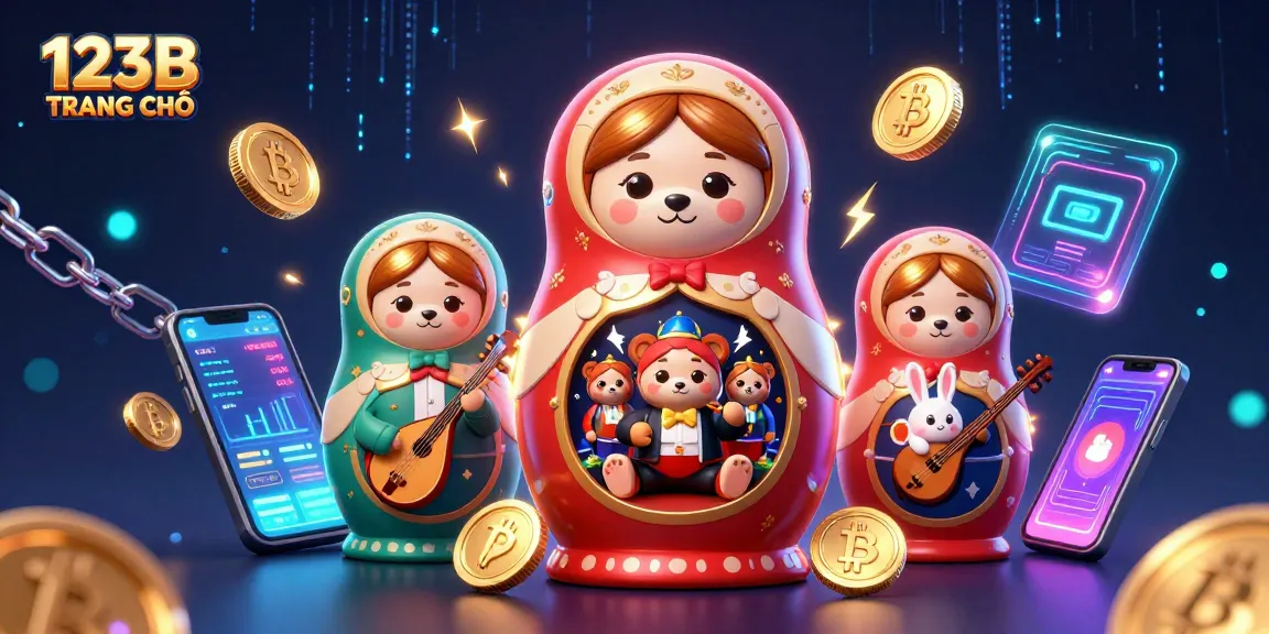 Engage with 123B TRANG CHỦ featuring a vibrant 3D illustration of a Matryoshka bear in a casino setting.