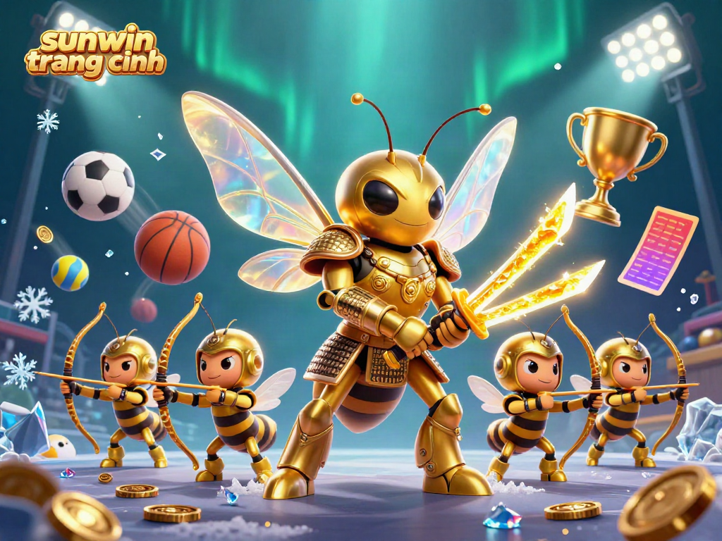 Experience the excitement with sunwin trang chính in this vibrant casino scene with golden characters.