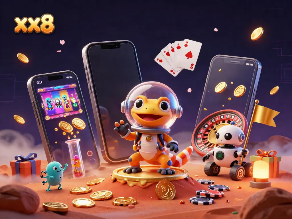 Engage in gaming excitement at xx8 with a Martian gecko discovering a buried golden casino.