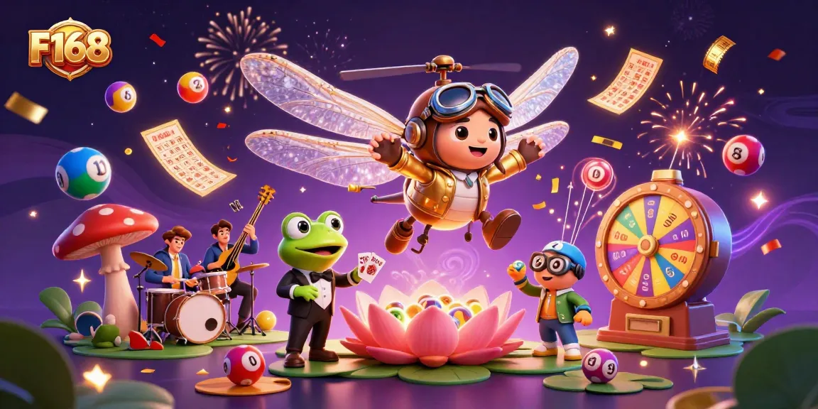 Engage in dynamic gaming action with F168, featuring a lively casino scene and colorful elements.