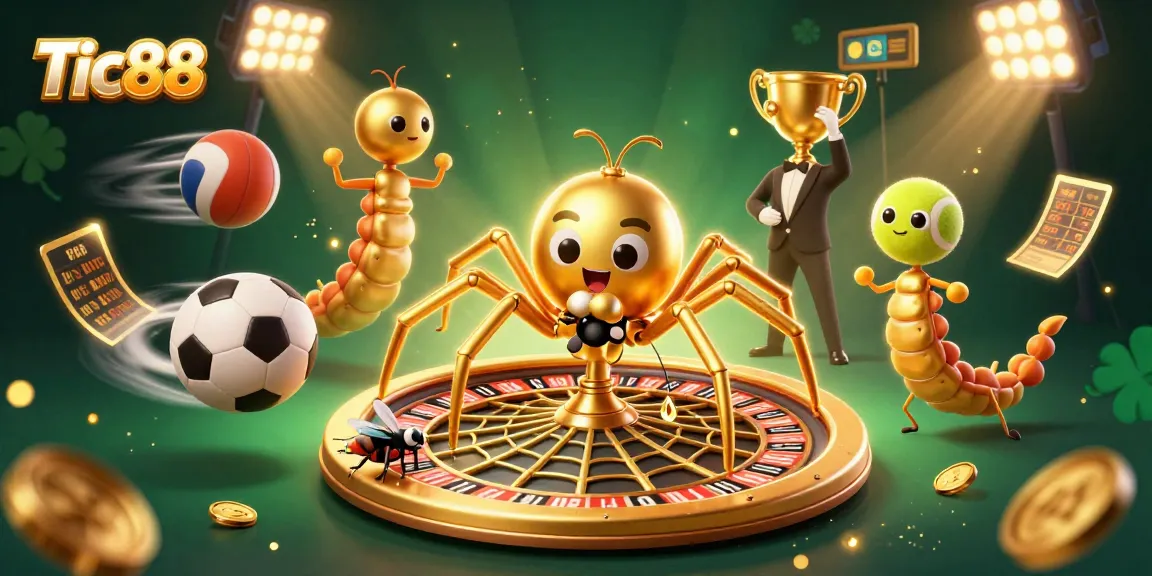 Tic88 offers an exciting gambling experience with dynamic betting elements in a rich casino-themed 3D illustration.