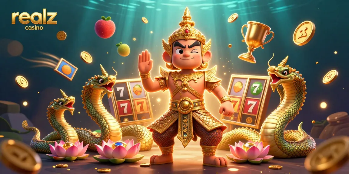 Experience the excitement of realz casino with a vibrant 3D scene showcasing engaging slot machines and dynamic game elements.