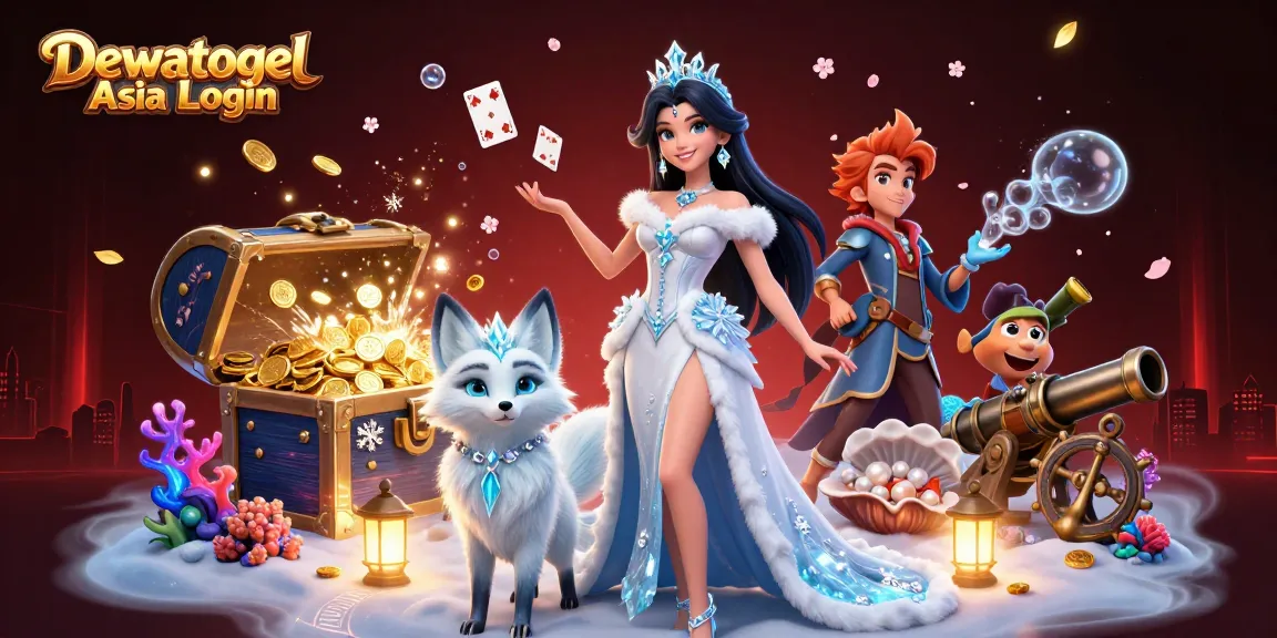 Dewatogel Asia Login showcases a vibrant casino scene filled with treasure and excitement, inviting players to engage.