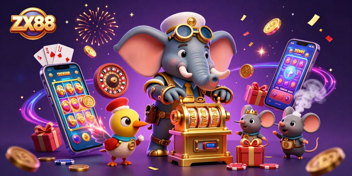 Join the excitement at ZX88 with a steampunk elephant and dynamic slot machine game!