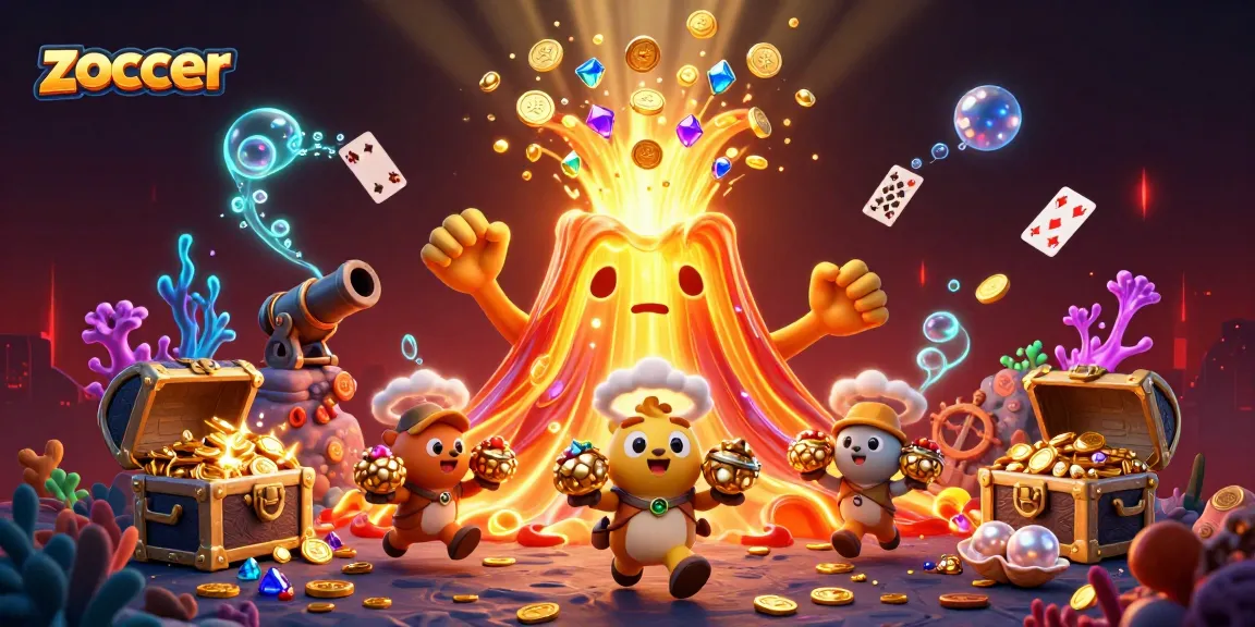 Zoccer combines thrilling visuals of gambling chaos with a triumphant volcano and treasure, captivating players.