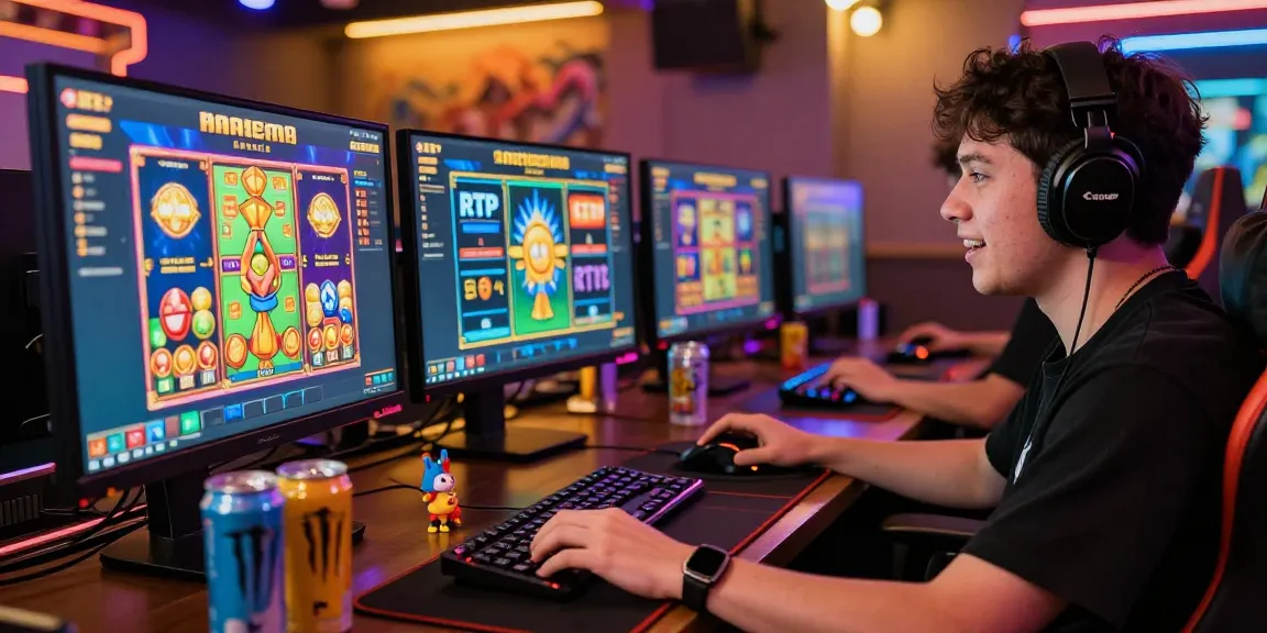 Engaged player enjoying slot88 online games on a dynamic gaming desktop setup.